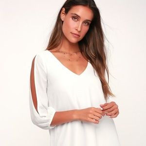 SHIFTING DEARS IVORY LONG SLEEVE DRESS